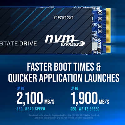 PNY (M280CS1030-500-RB) CS1030 M.2 NVMe 500GB SSD, PCIe Gen3 x4, Sequential Read of up to 2,000 MB/s and Write of up to 1,100 MB/s image 3