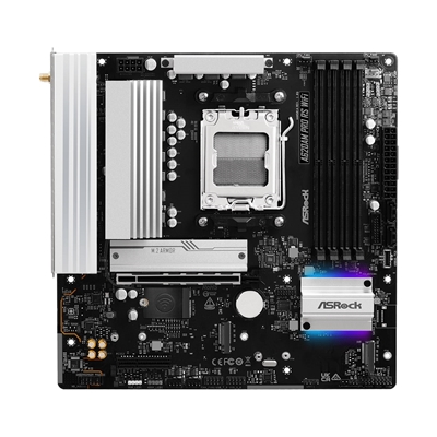 ASRock A620AM Pro RS WiFi AMD Socket AM5 Motherboard, 4x DDR5 Slots, 3x M.2 Socket, 2.5GbE LAN, Wi-Fi 6E, 1x HDMI Port / 1x DisplayPort image 2