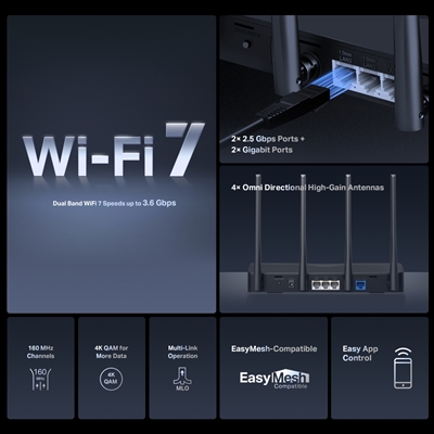 Mercusys MR27BE BE3600 Dual-Band Wi-Fi 7 Router image 3