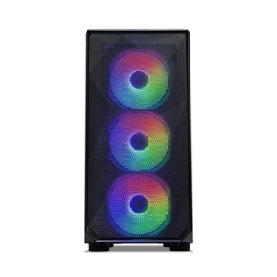 Tecware Forge M Omni Micro-ATX Case - Key-Lockable Tempered Glass, High-Airflow Mesh Front, 4 x 120mm Fans Pre-Installed, mATX/ITX Support, Black image 3