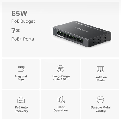 Mercusys MS108GP 8-Port Gigabit Desktop Switch with 7-Port PoE+ image 4