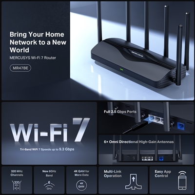 Mercusys MR47BE BE9300 Tri-Band Wi-Fi 7 Router image 3