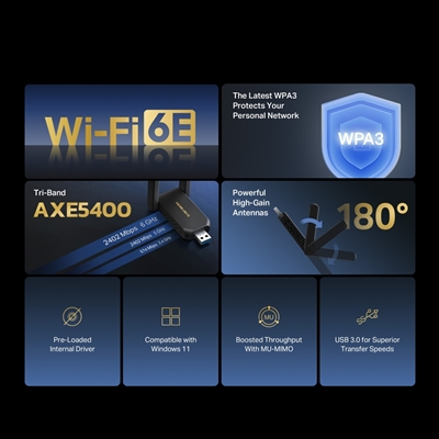 Mercusys MA86XH AXE5400 Wi-Fi 6E High Gain Wireless USB Adapter image 5