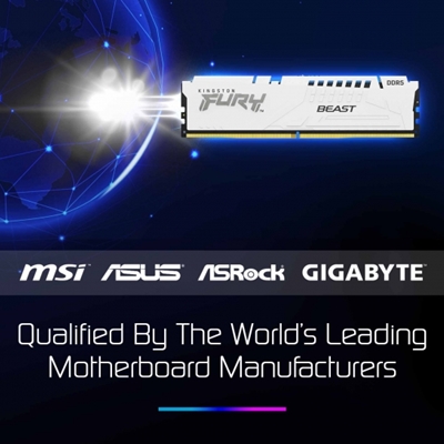 Kingston FURY Beast KF560C36BWE2-16 16GB (1x 16GB) DIMM System Memory, 6000MHz, DDR5, CL36, White, Intel XMP, AMD EXPO image 2