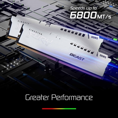 Kingston FURY Beast KF560C36BWE2-16 16GB (1x 16GB) DIMM System Memory, 6000MHz, DDR5, CL36, White, Intel XMP, AMD EXPO image 3