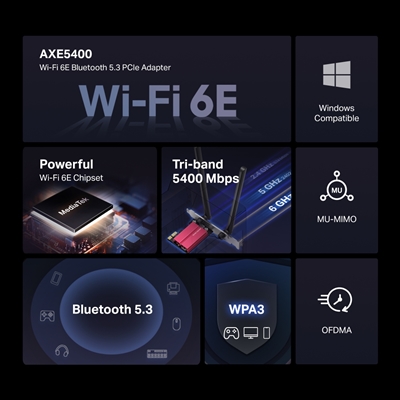 Mercusys MA86XE AXE5400 Tri-Band Wi-Fi 6E Bluetooth PCI Express Adapter image 2