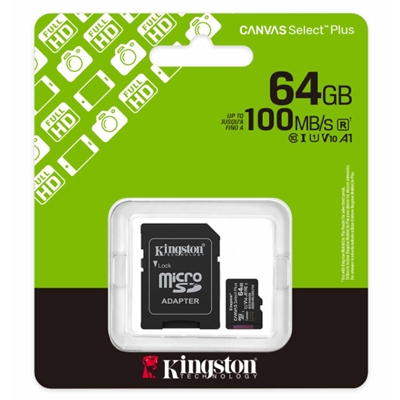 Kingston Canvas Select Plus  SDCS3/64GB 64GB Micro SD UHS-I (U1) Flash Card with Adapter image 4