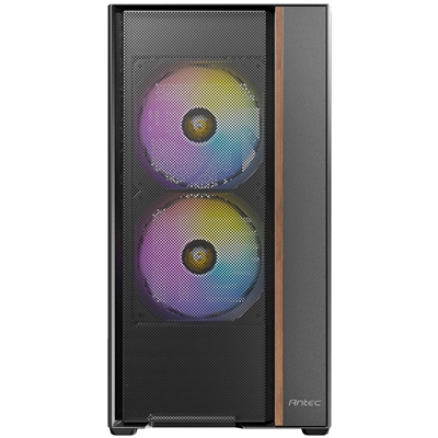 Antec FLUX Rear Mid Tower PC Case - Tempered Glass, Steel/Plastic/Wood, 5 PWM Fans, USB-C, ATX/Micro-ATX/ITX Compatibility image 2