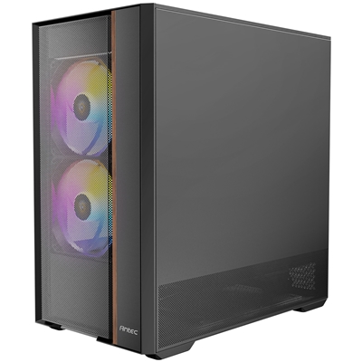 Antec FLUX Rear Mid Tower PC Case - Tempered Glass, Steel/Plastic/Wood, 5 PWM Fans, USB-C, ATX/Micro-ATX/ITX Compatibility image 3