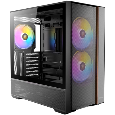Antec FLUX Rear Mid Tower PC Case - Tempered Glass, Steel/Plastic/Wood, 5 PWM Fans, USB-C, ATX/Micro-ATX/ITX Compatibility image 6