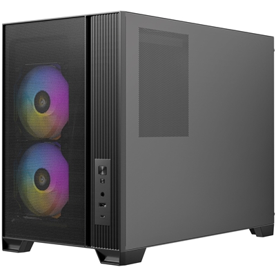 Antec FLUX M Mini Tower Gaming Case, 1 x USB Type-C / 1 x USB 3.0, Tempered Glass Side Window Panel, Vertical Airflow Design, 3 x Pre-Installed RGB LED Fans & 3 PWM Reverse Fans, Micro-ATX, ITX Compatible image 5