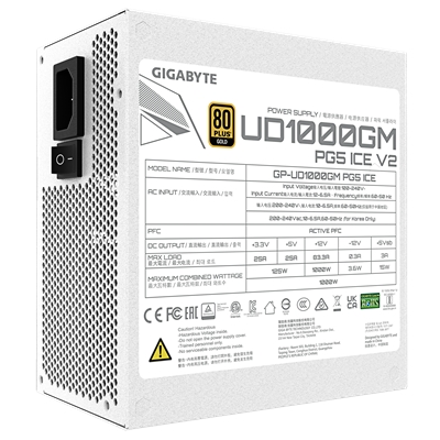 GIGABYTE UD1000GM PG5 1000W PSU V2, ICE, PCIe Gen 5.1, 80 PLUS Gold, Fully Modular Design, 120mm Fan, ATX 3.1 compatible, UK Plug image 5