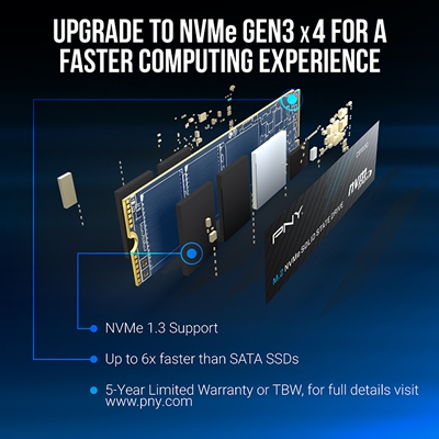 PNY CS1030 (M280CS1030-250-RB) 250GB SSD, PCIe Gen3 x4 Interface,Max Read 2500MB/s, MaxWrite 1100MB/s, 5 Year Limited Warranty image 5