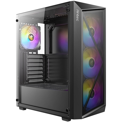 Antec AX67 ARGB Mid-Tower Gaming Case, 1 x USB 3.0 / 2 x USB 2.0, Tempered Glass Side Window Panel, High Airflow Mesh Front Panel, 4 x Pre-Installed ARGB LED Fans, ATX, Micro-ATX, ITX Compatible image 6
