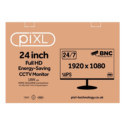 piXL 24-inch Full HD Energy Saving CCTV IPS Monitor for 24/7 use with BNC, HDMI & VGA Connections and CVBS, AHD, TVI & CVI Signal Support image 3