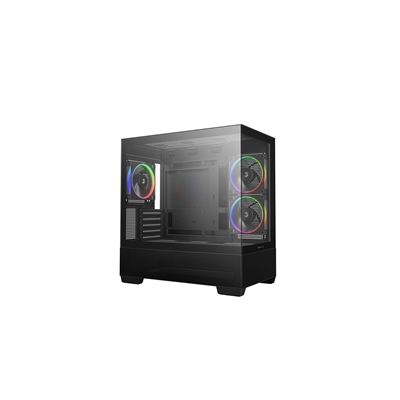 DeepCool CG380 3F Micro-ATX Gaming Case Black  Panoramic Tempered Glass Side Panel, Mesh Airflow Front, 3 Pre-Installed ARGB Fans, USB-C & USB-A Front I/O, Spacious SFF/mATX/ITX Build Support image 2