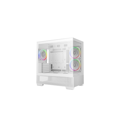 DeepCool CG380 3F Micro-ATX Gaming Case White  Panoramic Tempered Glass Side Panel, Mesh Airflow Front, 3 Pre-Installed ARGB Fans, USB-C & USB-A Front I/O, Spacious SFF/mATX/ITX Build Support image 2