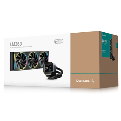 DeepCool LM360 Liquid CPU Cooler with 2.4" IPS Display, 360mm AIO, Triple 120mm ARGB Fans, Anti-Leak Technology, PWM Pump, Intel LGA 1851/1700 & AMD AM5 Compatible, Black image 6