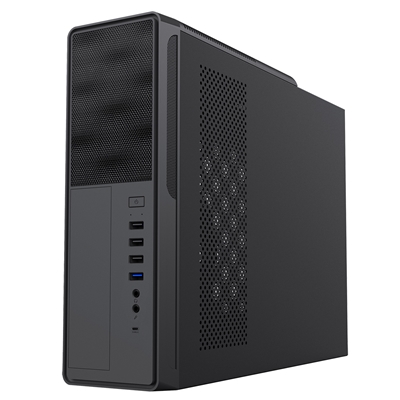 CiT S014C Black Slim Micro ATX/ITX Desktop Case with 300W Power Supply, USB 2.0, USB 3.0 Type-A & Type-C Ports image 4