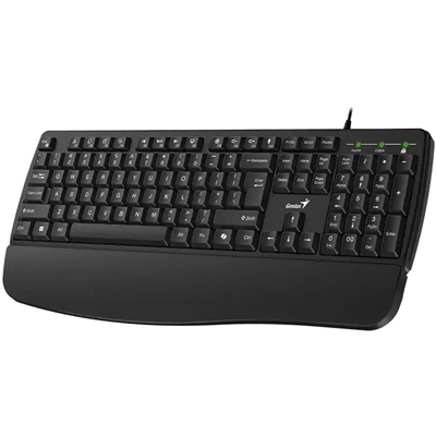 Genius KB-123 Wired AI Copilot Business Keyboard with Palm Rest, USB Plug and Play, Multimedia Function Keys, Full Size UK Layout Design for Home or Office, Black image 2