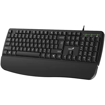 Genius KB-123 Wired AI Copilot Business Keyboard with Palm Rest, USB Plug and Play, Multimedia Function Keys, Full Size UK Layout Design for Home or Office, Black image 3