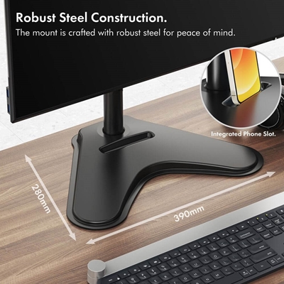 VonHaus Single Monitor Mount and Stand for 13-32 Inch Screens, VESA dimensions 75x75mm and 100x100mm image 3