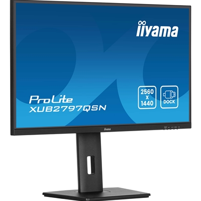 iiyama ProLite XUB2797QSN-B2 27" QHD IPS technology panel with USB-C dock and RJ45 (LAN), 1ms, USB Hubx4, HDMI, DisplayPort, Freesync, 100Hz, Speakers, Black, ACR, Internal PSU, VESA image 4