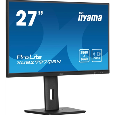 iiyama ProLite XUB2797QSN-B2 27" QHD IPS technology panel with USB-C dock and RJ45 (LAN), 1ms, USB Hubx4, HDMI, DisplayPort, Freesync, 100Hz, Speakers, Black, ACR, Internal PSU, VESA image 5