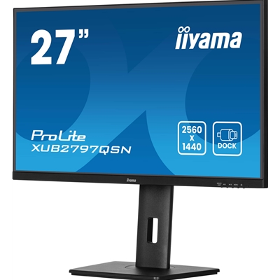 iiyama ProLite XUB2797QSN-B2 27" QHD IPS technology panel with USB-C dock and RJ45 (LAN), 1ms, USB Hubx4, HDMI, DisplayPort, Freesync, 100Hz, Speakers, Black, ACR, Internal PSU, VESA image 6