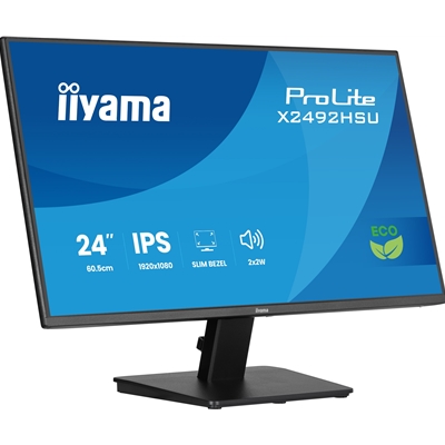 iiyama ProLite monitor X2492HSU-B1 24-Inch, Full HD, IPS, 120Hz, Black, 4-side slim bezel and B energy class, HDMI, Display Port, USB Hub image 2