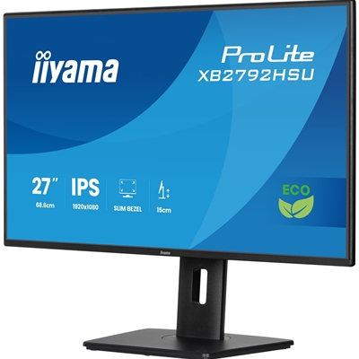 iiyama XB2792HSU-B1 27-Inch Eco IPS LCD, 120Hz, 1ms, Eyesafe & EyeComfort Certified, 1920x1080, 300 cd/m (2) Brightness, 1x HDMI,1 x DisplayPort, 2 x USB, 2 x 2W Speakers, TCO10, TUV-GS, Epeat Silver, Height Adjustable Stand image 2