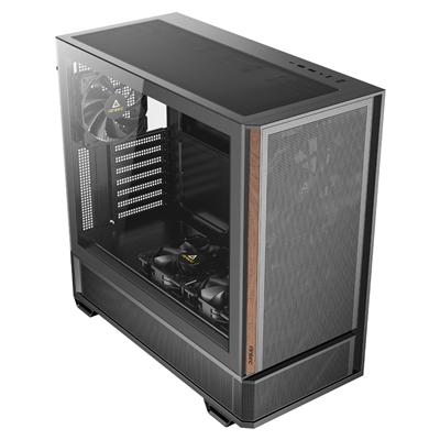 Antec P30 Air Mid-Tower Gaming Case, 1 x USB Type-C / 2 x USB 3.0, Tempered Glass Side Window Panel, Large Mesh Front with Premier Wood Accents, 3 x Pre-Installed PWM Fans, ATX, Micro-ATX , ITX Compatible image 2