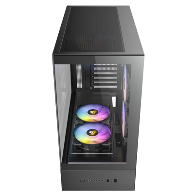 Antec CX705 ARGB Gaming Case Mid Tower,  1 x USB Type-C / 1 x USB 3.0 / 1 x USB 2.0, Tempered Glass Front and Side Window Panel, Vertical Cooling with Massive Air Intake, 5 x Pre-Installed ARGB LED Fans, ATX, Micro-ATX, ITX Compatible image 3