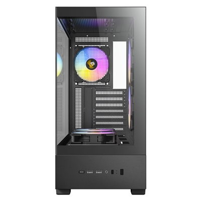Antec CX705 ARGB Gaming Case Mid Tower,  1 x USB Type-C / 1 x USB 3.0 / 1 x USB 2.0, Tempered Glass Front and Side Window Panel, Vertical Cooling with Massive Air Intake, 5 x Pre-Installed ARGB LED Fans, ATX, Micro-ATX, ITX Compatible image 5