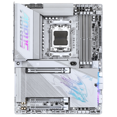 Gigabyte X870E AORUS PRO X3D ICE AMD AM5 Socket Motherboard, ATX, 4x DDR5 Slots, 4x M.2 Sockets, Fitted I/O Shield, 5GbE LAN, Wi-Fi 7, 1x HDMI Port / 2x USB-C (USB4) image 2