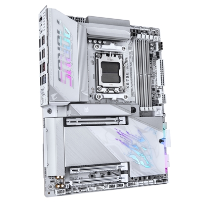 Gigabyte X870E AORUS PRO X3D ICE AMD AM5 Socket Motherboard, ATX, 4x DDR5 Slots, 4x M.2 Sockets, Fitted I/O Shield, 5GbE LAN, Wi-Fi 7, 1x HDMI Port / 2x USB-C (USB4) image 3