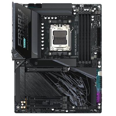Gigabyte X870E AORUS ELITE X3D AMD AM5 Socket Motherboard, ATX, 4x DDR5 Slots, 4x M.2 Sockets, Fitted I/O Shield, 5GbE LAN, Wi-Fi 7, 1x HDMI Port / 2x USB-C (USB4) image 2