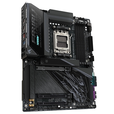 Gigabyte X870E AORUS ELITE X3D AMD AM5 Socket Motherboard, ATX, 4x DDR5 Slots, 4x M.2 Sockets, Fitted I/O Shield, 5GbE LAN, Wi-Fi 7, 1x HDMI Port / 2x USB-C (USB4) image 3
