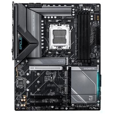 Gigabyte X870E EAGLE X3D WIFI7 AMD AM5 Socket Motherboard, ATX, 4x DDR5 Slots, 4x M.2 Sockets, Fitted I/O Shield, 5GbE LAN, Wi-Fi 7, 1x HDMI Port / 2x USB-C (USB4) image 2