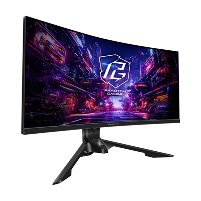 ASRock Phantom Gaming PG34QRT3A 34 Inch, WQHD 3440x1440, Curved Gaming Monitor, 180Hz 1ms (MPRT) Response Time, 2 x HDMI 2.0, 2 x DisplayPort 1.4, 1 x USB3.2 Gen1x1 Type-B, 4 x USB3.2 Gen1x1 Type-A, 1 x Headphone Out, Integrated Wi-Fi Antenna image 2