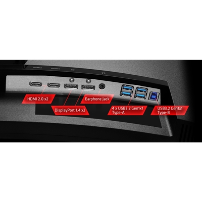 ASRock Phantom Gaming PG34QRT3A 34 Inch, WQHD 3440x1440, Curved Gaming Monitor, 180Hz 1ms (MPRT) Response Time, 2 x HDMI 2.0, 2 x DisplayPort 1.4, 1 x USB3.2 Gen1x1 Type-B, 4 x USB3.2 Gen1x1 Type-A, 1 x Headphone Out, Integrated Wi-Fi Antenna image 5