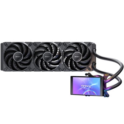 Antec Vortex View 360 Black AIO Liquid CPU Cooler, Massive 5-Inch Rotatable IPS LCD Display, 9th Gen Asetek Pump for 400W TDP, Triple 120mm PWM Fans,  ARGB Backglow image 2