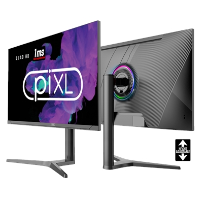 piXL CM27G7 27 Inch 100Hz QHD IPS Gaming Monitor with AMD FreeSync & Nvidia G-Sync, 1ms Response Time, DisplayPort, HDMI, USB-A, VESA Mount, RGB Lighting, VESA Mount & Height Adjust image 3