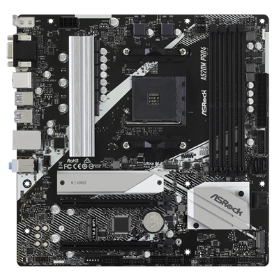 ASRock A520M PRO4 Super Alloy AMD AM4 Socket Motherboard, Micro-ATX, 4x DDR4 Slots, 1x M.2 Socket, GbE LAN, 1x D-Sub / 1x DisplayPort / 1x HDMI Port image 2