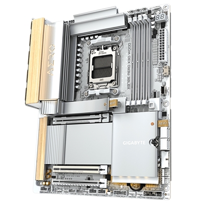 Gigabyte X870E AERO X3D WOOD AMD AM5 Socket Motherboard, ATX, 4x DDR5 Slots, 4x M.2 Sockets, Fitted I/O Shield, 2x 5GbE LAN, Wi-Fi 7, 1x HDMI Port / 2x USB-C (USB4) image 4