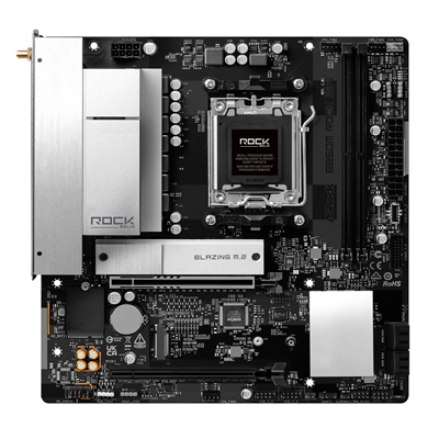 ASRock B850M Rock WiFi AMD AM5 Socket Motherboard, Micro-ATX, 2x DDR5 Slots, 2x M.2 Socket, Fitted I/O Shield, 2.5GbE LAN, Wi-Fi 6E, 1x DisplayPort / 1x HDMI Port image 5