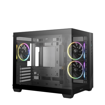 DeepCool CG330 3F ARGB Dual-Chamber Micro-ATX Tower Case, Tempered Glass Panels, 3 x 120mm ARGB Fans, USB 3.0, ITX/Micro-ATX, Black image 2