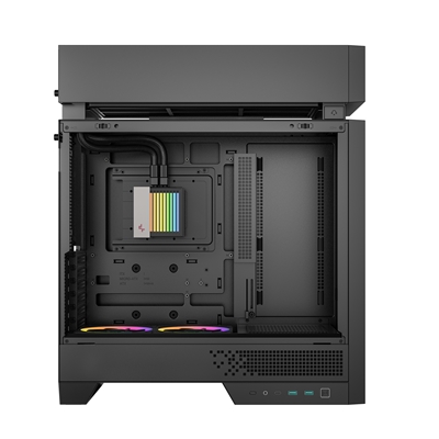 DeepCool CL6600 ARGB Modular Split-Chamber Mid-Tower ATX Case, Tempered Glass Panels,  Pre-installed 360mm ARGB Liquid Cooler, 2 x FL12R  SE ARGB Fans, USB 3.0, Mini-ITX/Mico-ATX/ATX, Black image 4