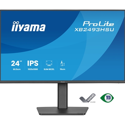 iiyama PROLITE XB2493HSU-B1 24 inch IPS Monitor, Full HD, 1ms, USB Hubx2, HDMI, DisplayPort, Freesync, 120Hz, Speakers, Black, ACR, Internal PSU, VESA, Height Adjustable image 2