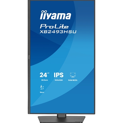 iiyama PROLITE XB2493HSU-B1 24 inch IPS Monitor, Full HD, 1ms, USB Hubx2, HDMI, DisplayPort, Freesync, 120Hz, Speakers, Black, ACR, Internal PSU, VESA, Height Adjustable image 3